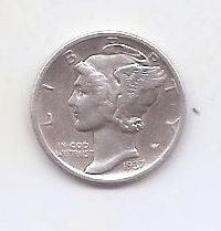 ESTADOS UNIDOS DEL AÑO 1937 DE 1 DIME